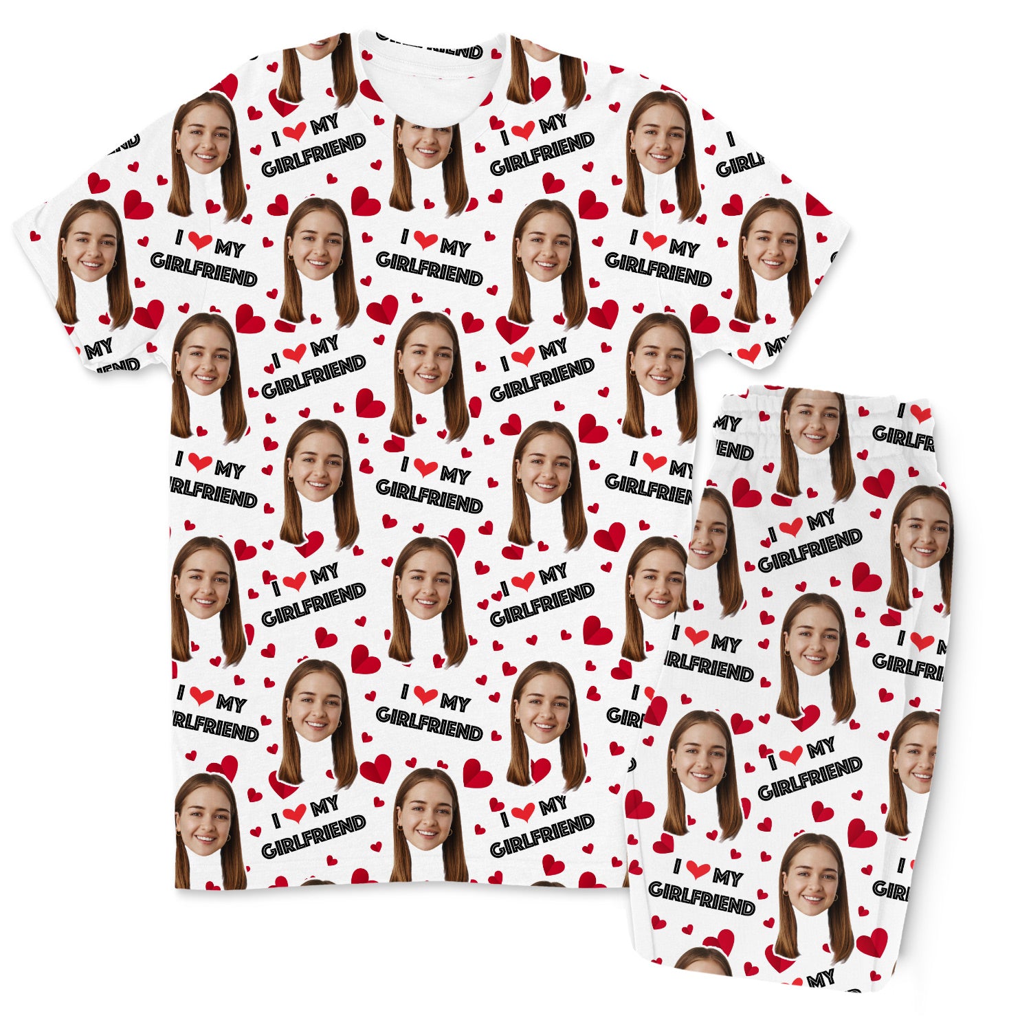 I Love My Girlfriend Custom Men's PJ Trousers Set