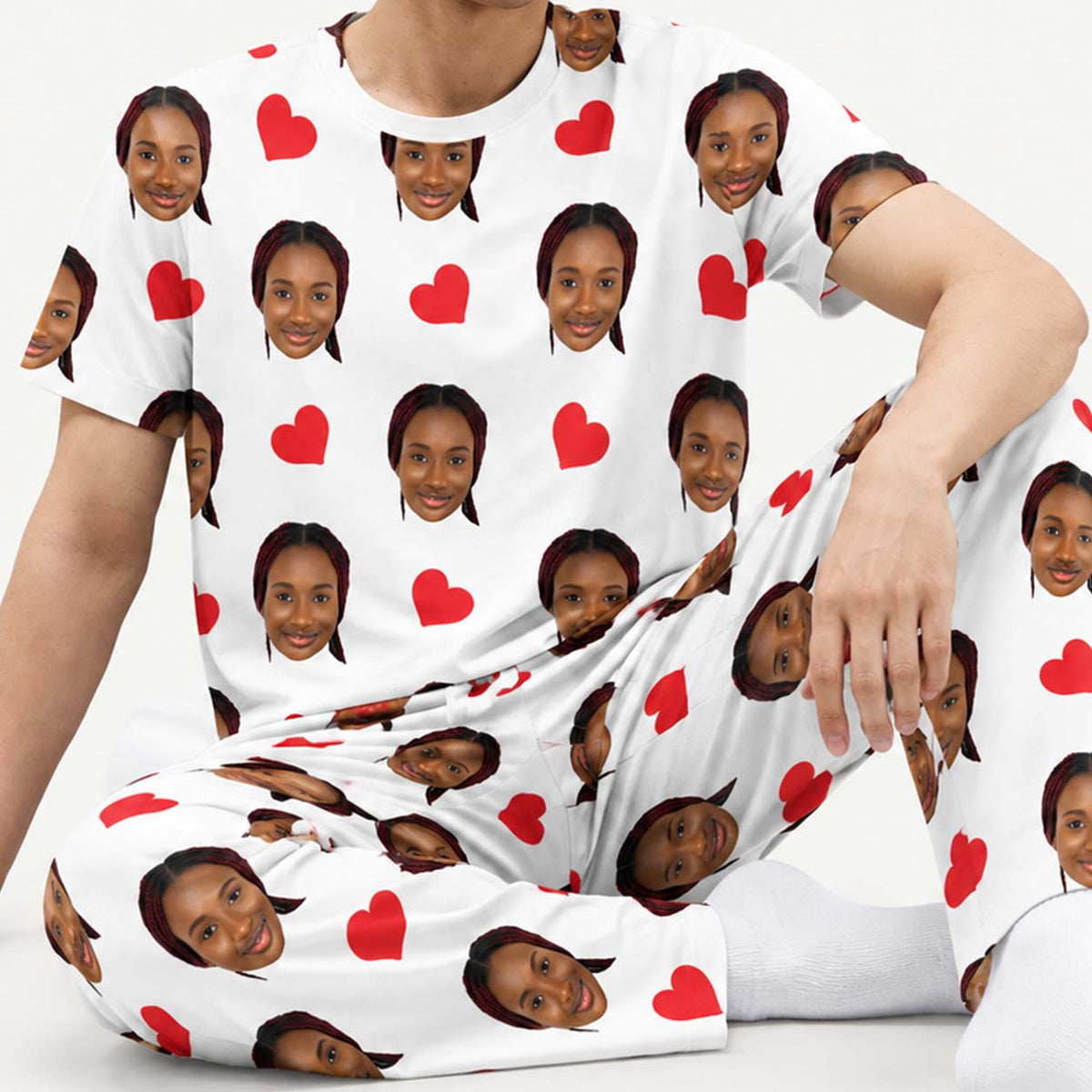 Men's Love Hearts Personalised Pyjamas - Trouser Set