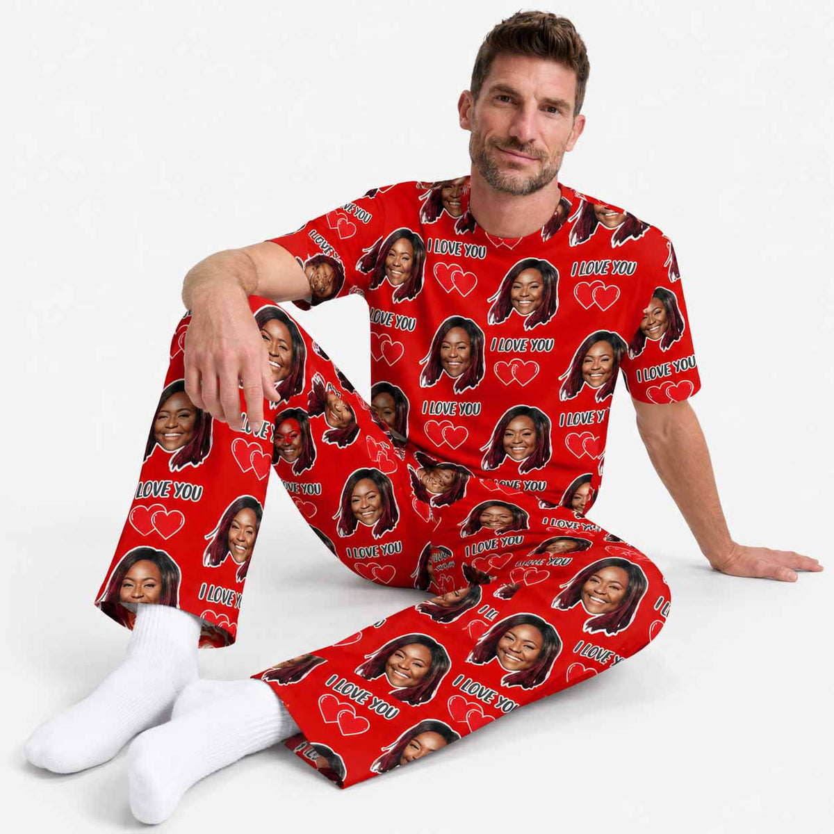 Men's I Love You Personalised Pyjamas - Trouser Set