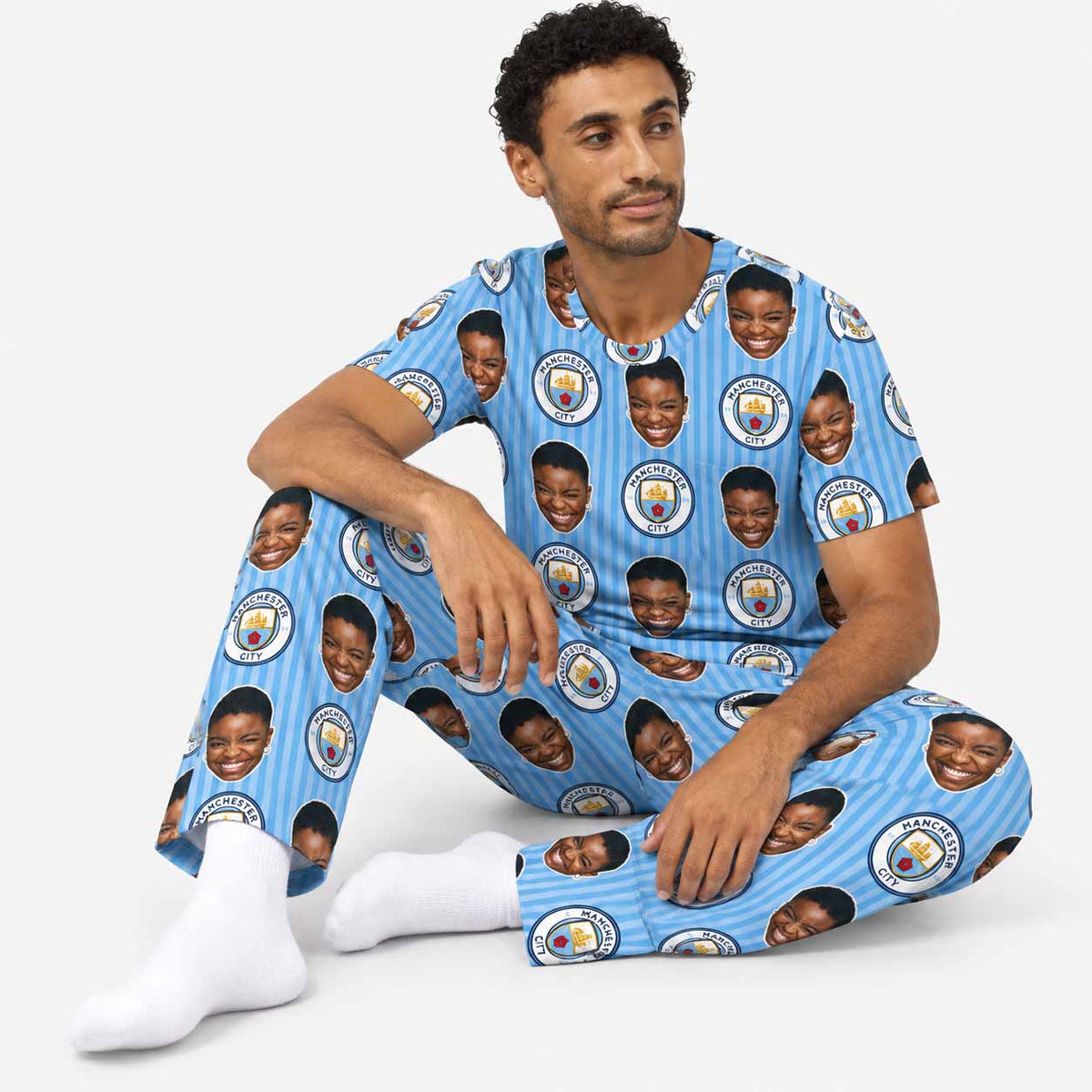 Man City Men's Personalised Pyjamas - Trouser Set