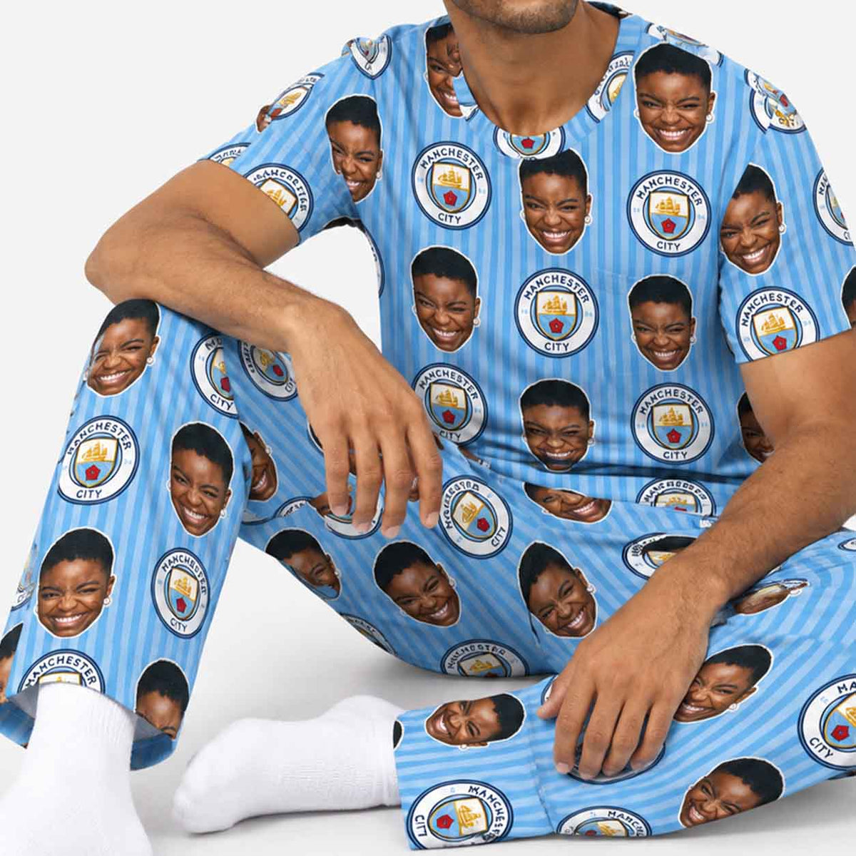Man City Men's Personalised Pyjamas - Trouser Set
