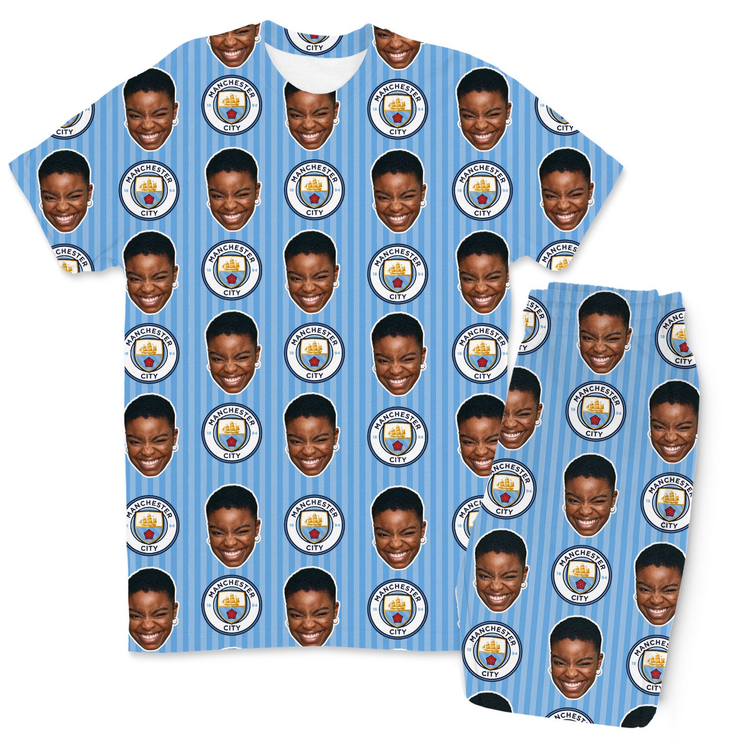 Man City Men's Personalised Pyjamas - Trouser Set