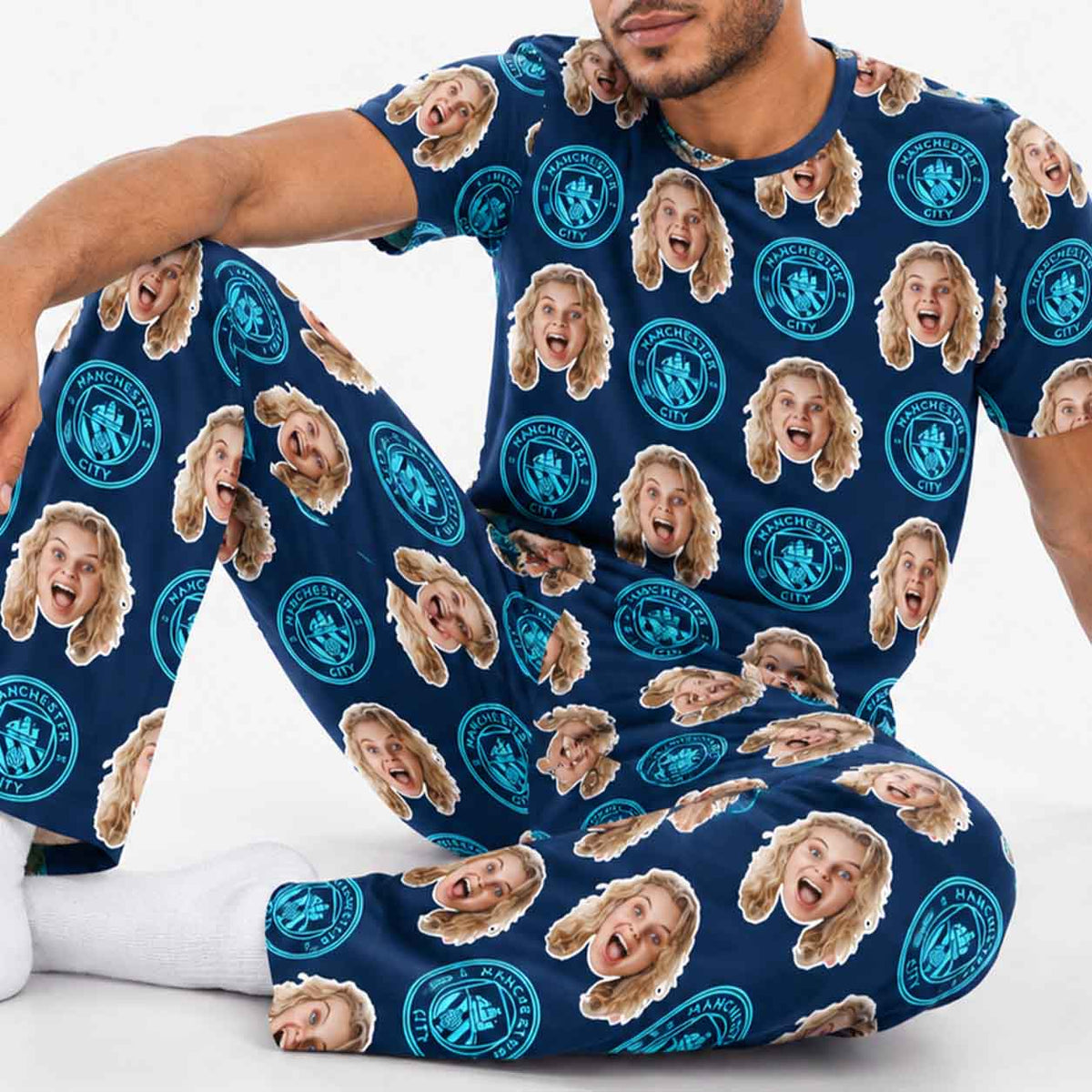 Navy Man City Men's Personalised Pyjamas - Trouser Set