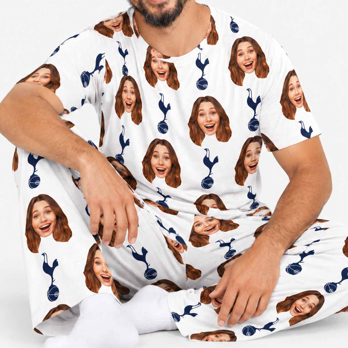 Spurs White Men's Personalised Pyjamas - Trouser Set