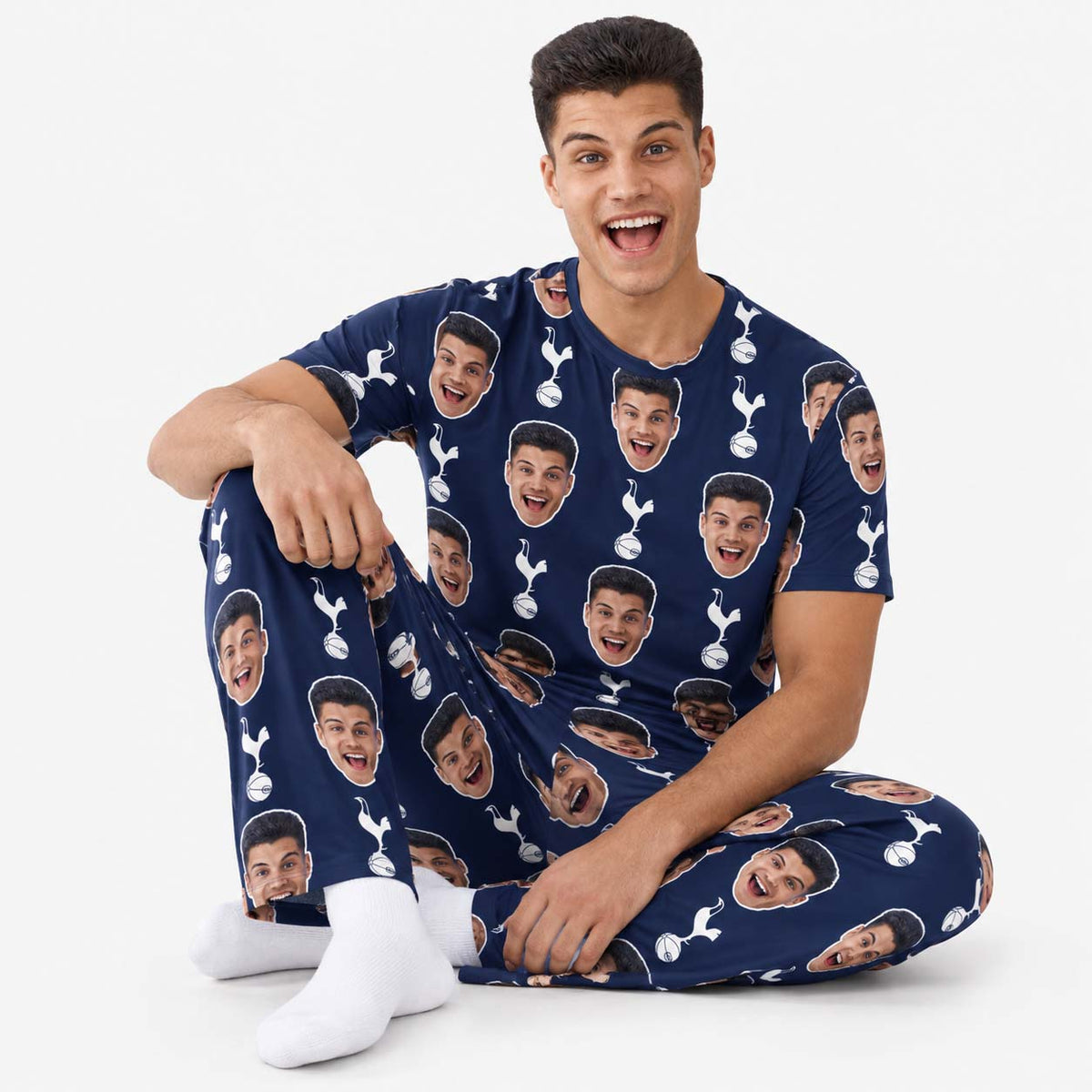 Spurs Navy Men's Personalised Pyjamas - Trouser Set