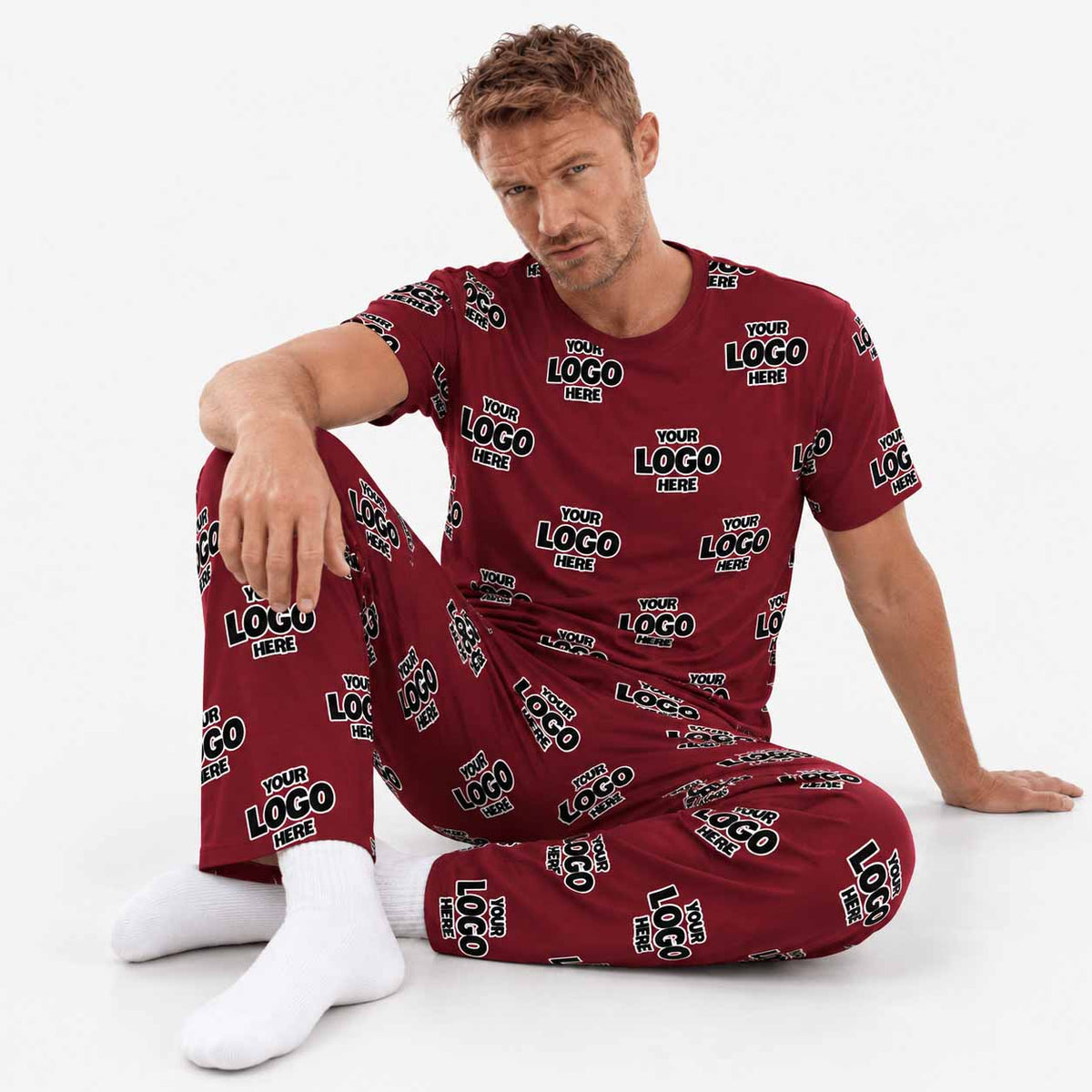 Personalised Logo Pattern Men’s PJ Trousers Set