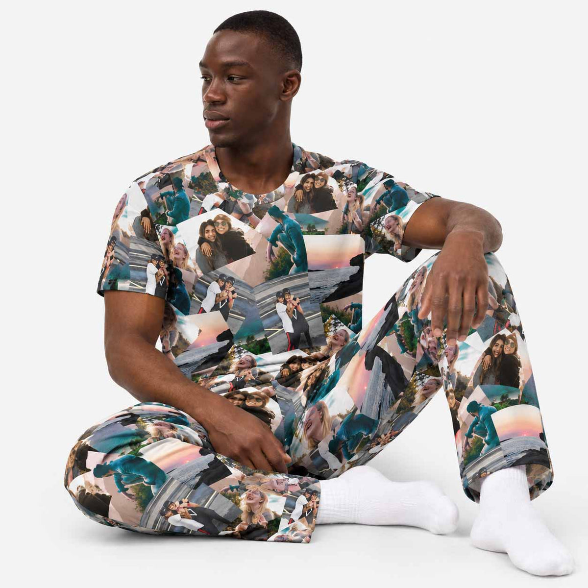 Overlap Photo Collage Men's PJ Trousers Set