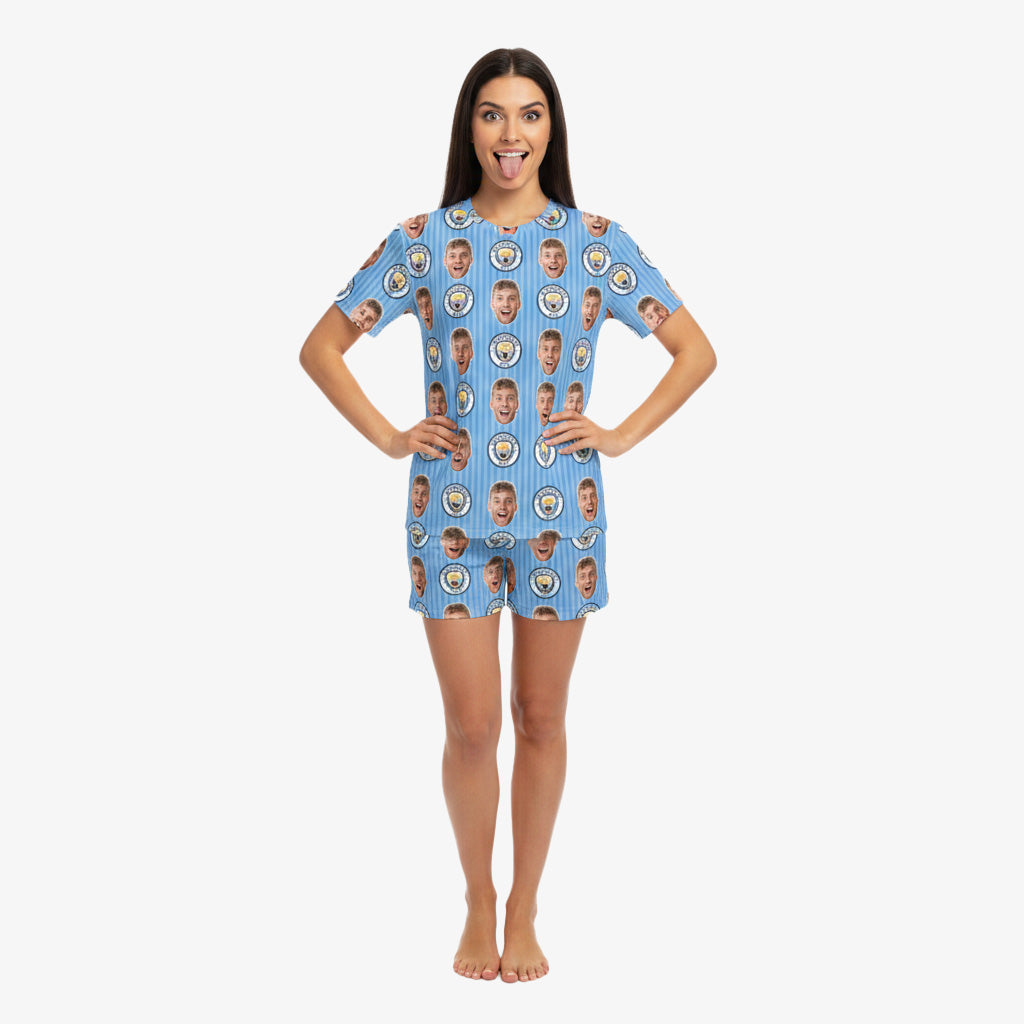 Man City Women's Personalised PJs - Shorts Set