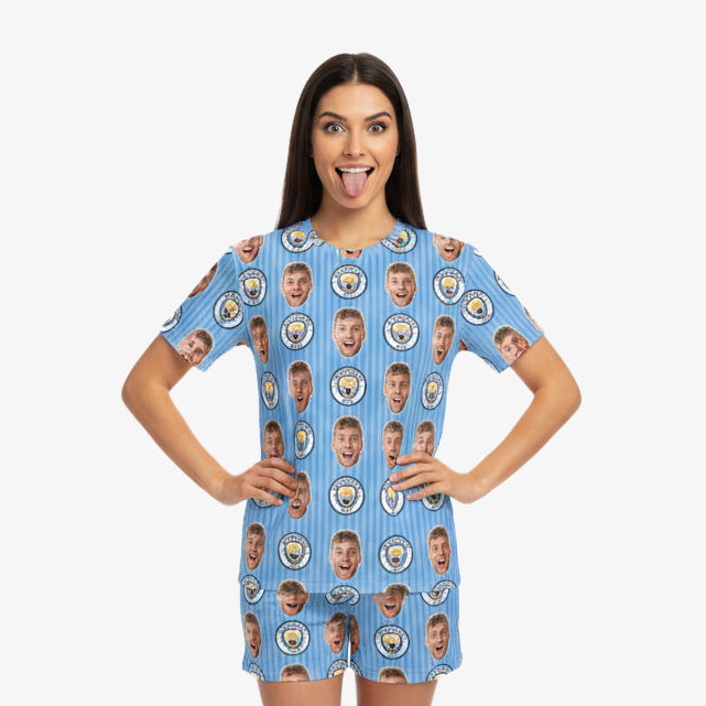 Man City Women's Personalised PJs - Shorts Set