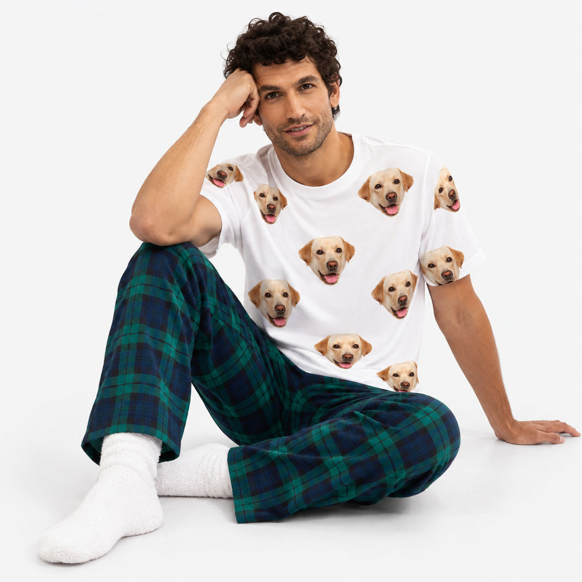 Men's Dog Pyjamas - Green Navy Trouser Set