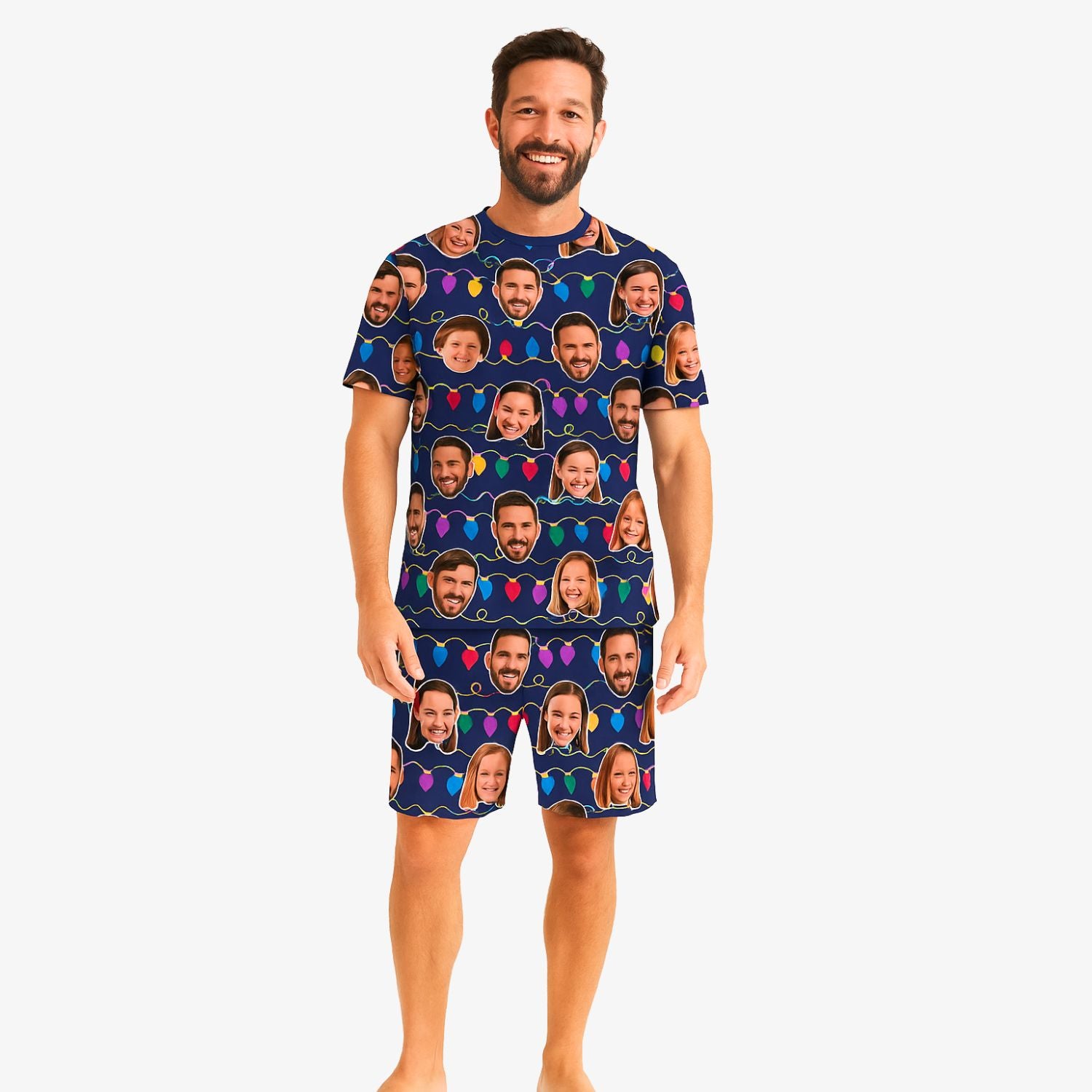Men's Christmas Lights Personalised PJs