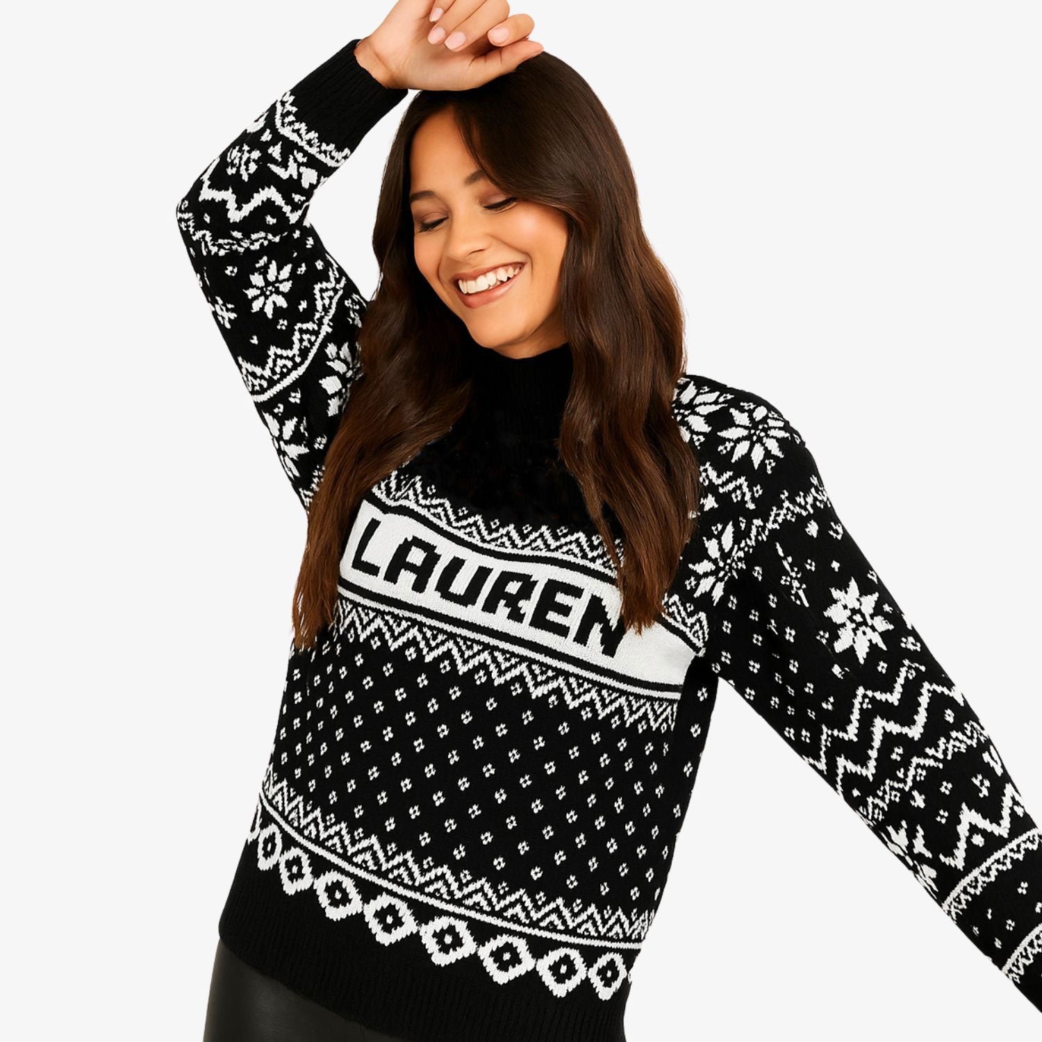 Your Name Black Christmas Jumper