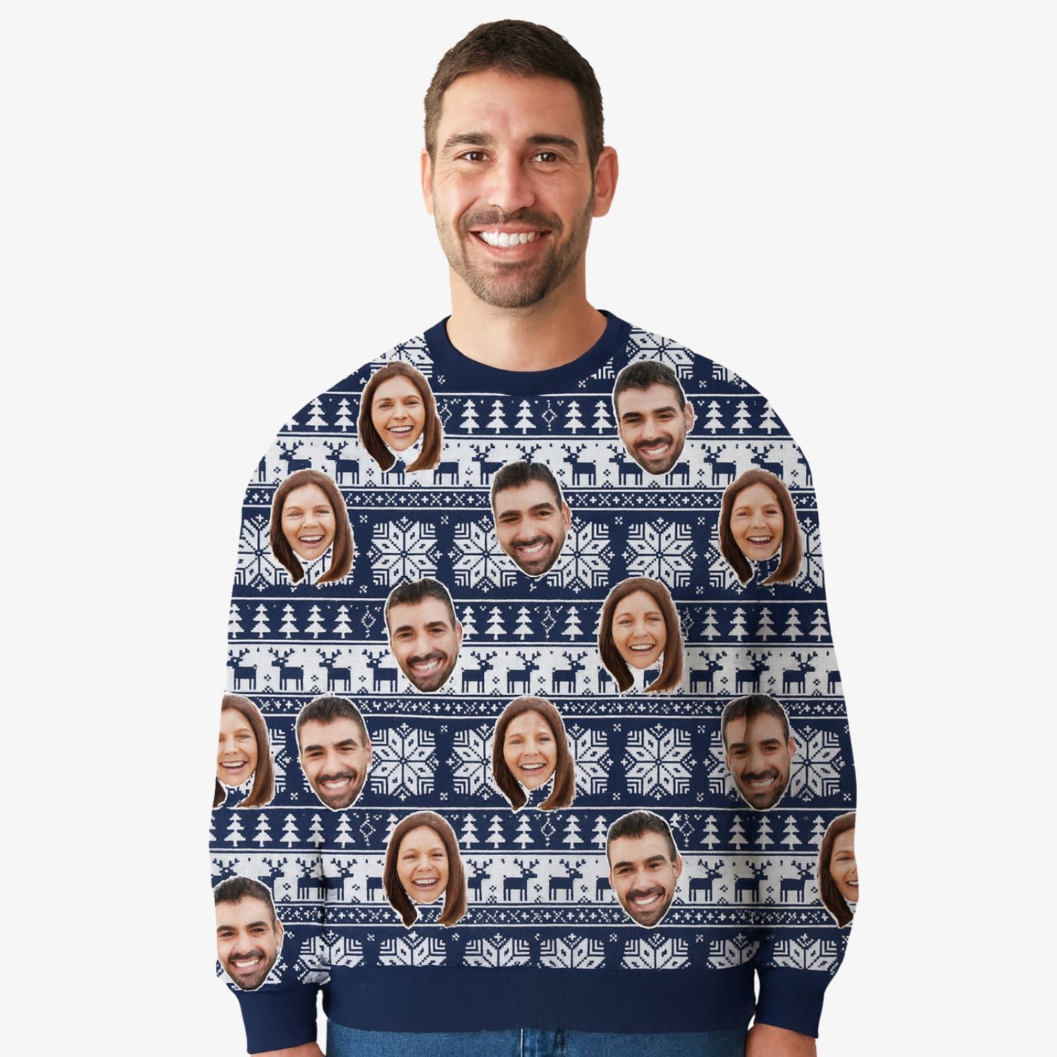 Your Face Nordic Navy Personalised Christmas Jumper