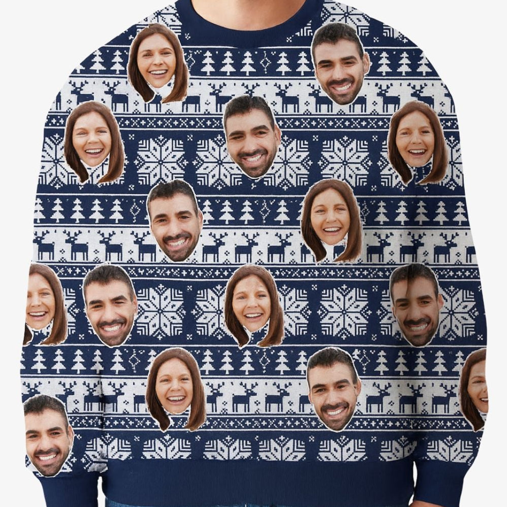 Your Face Nordic Navy Personalised Christmas Jumper