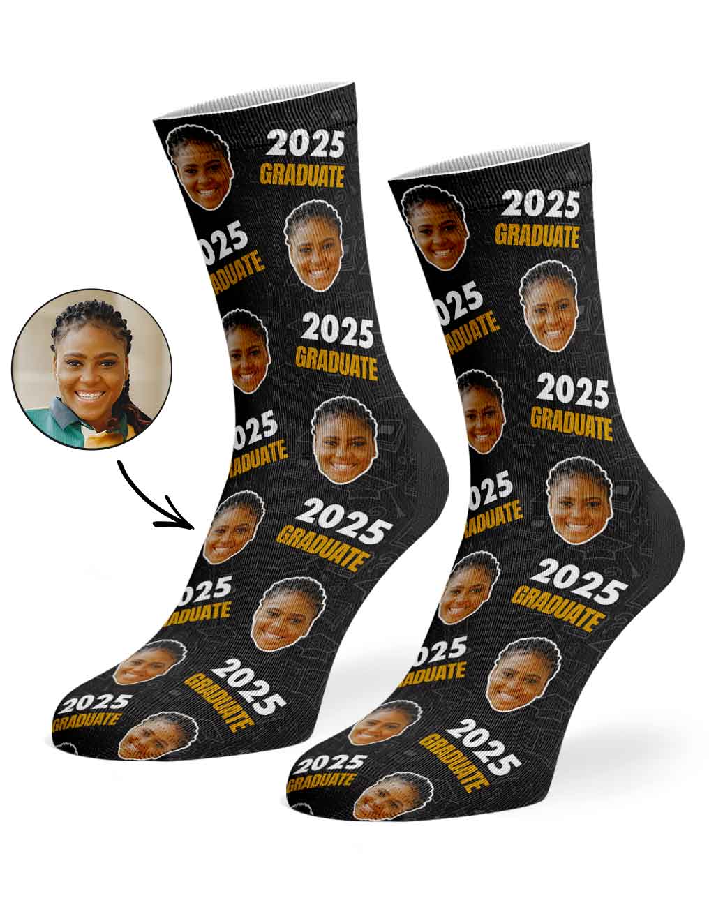 Personalised Socks With Your Face & Graduation Year