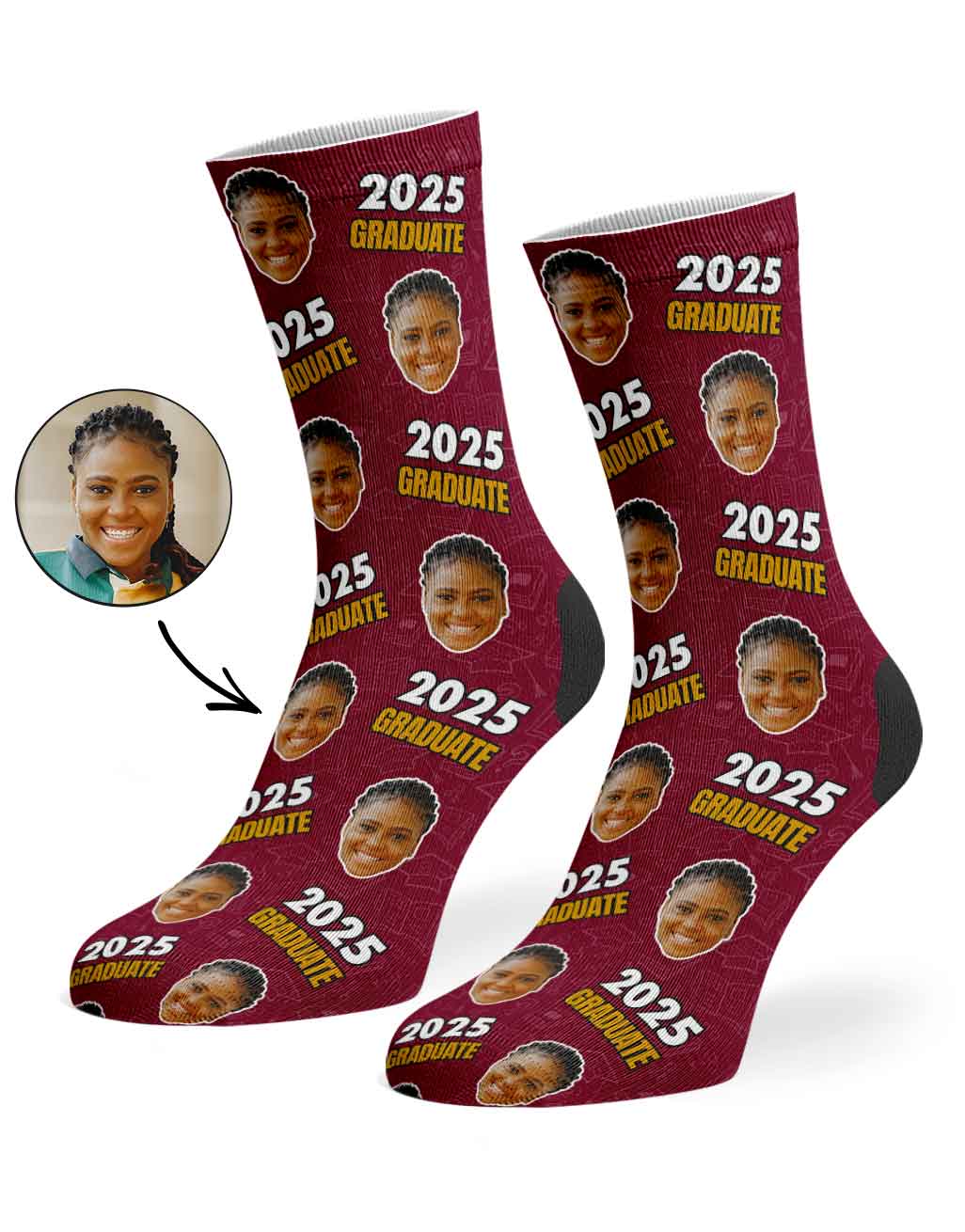 Personalised Socks With Your Face & Graduation Year
