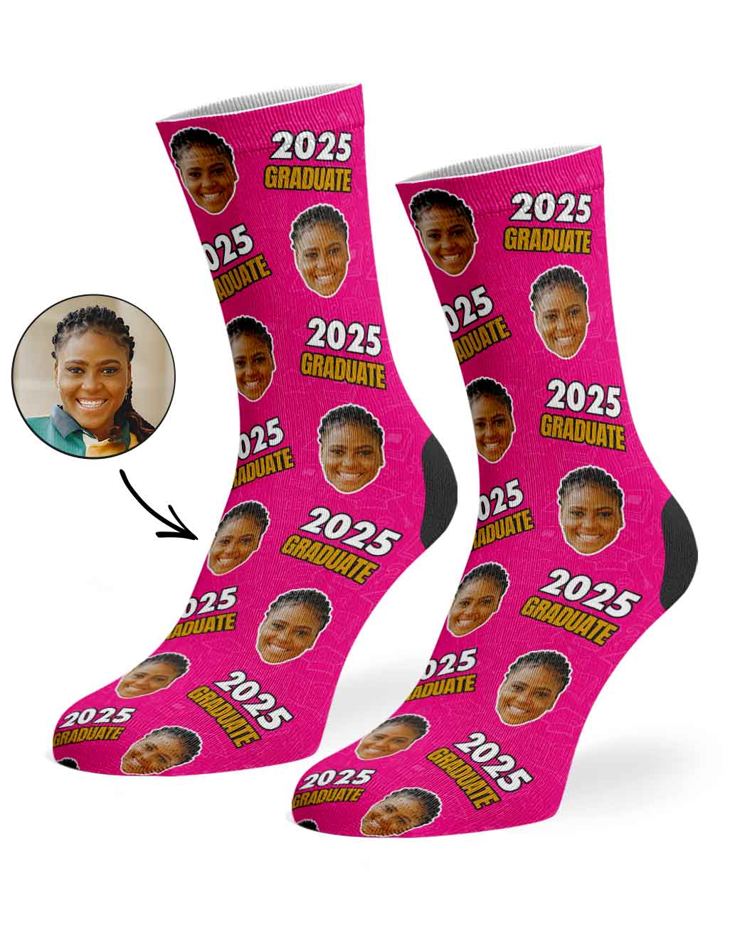 Personalised Socks With Your Face & Graduation Year