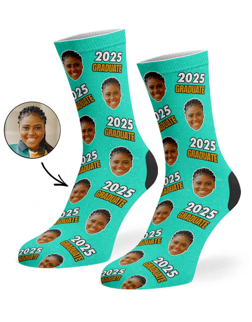 Personalised Socks With Your Face & Graduation Year