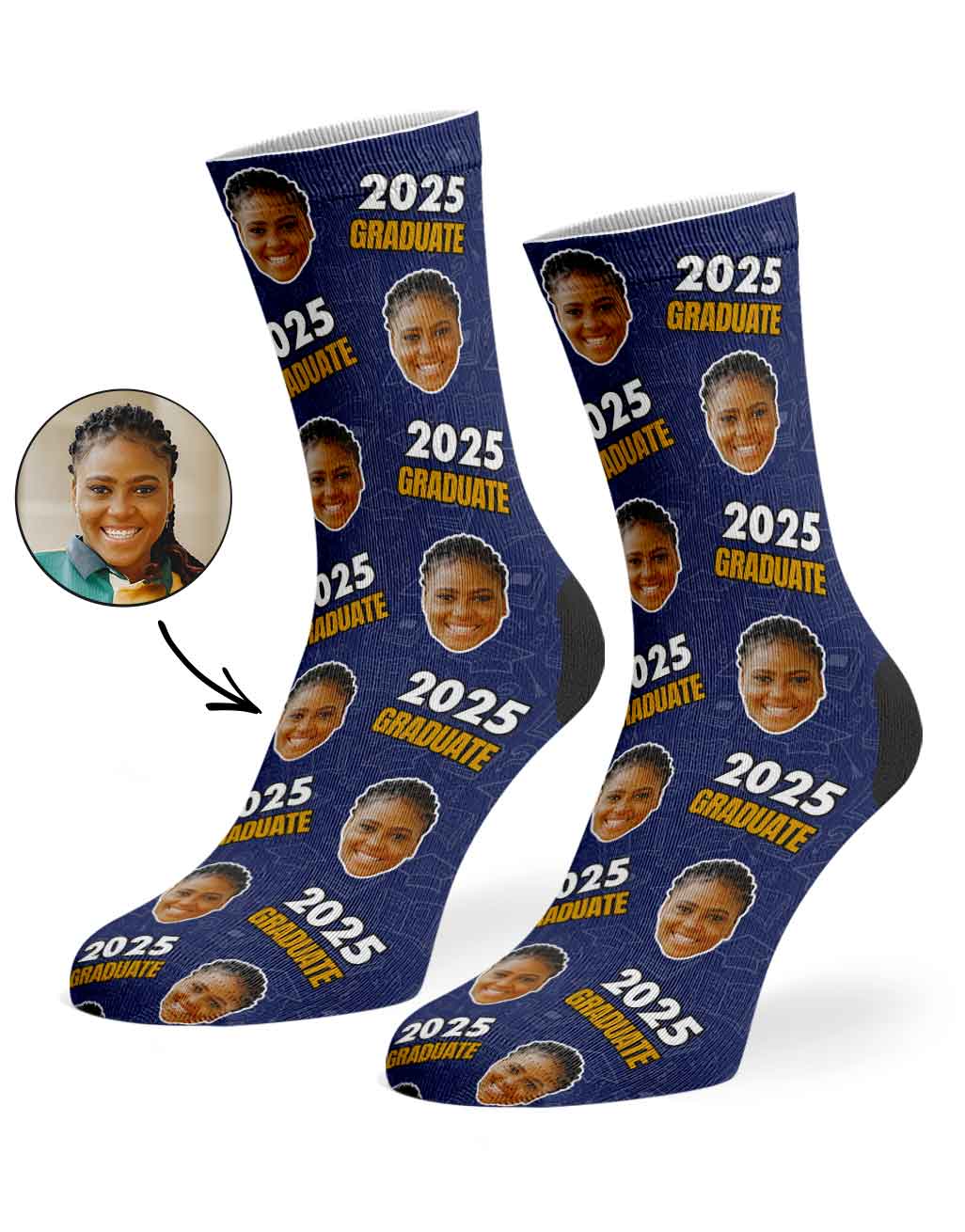 Personalised Socks With Your Face & Graduation Year