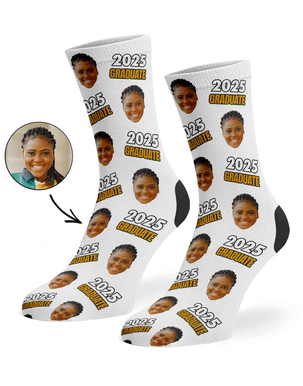 Personalised Socks With Your Face & Graduation Year