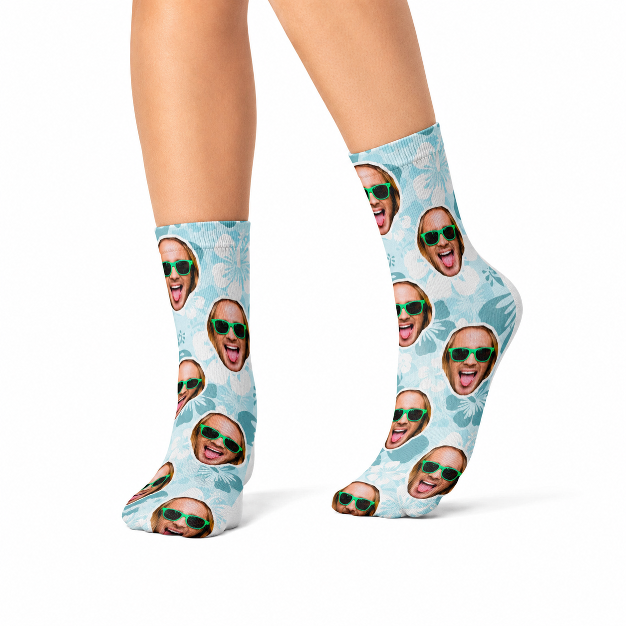 Pale Blue Hawaiian Face Socks
