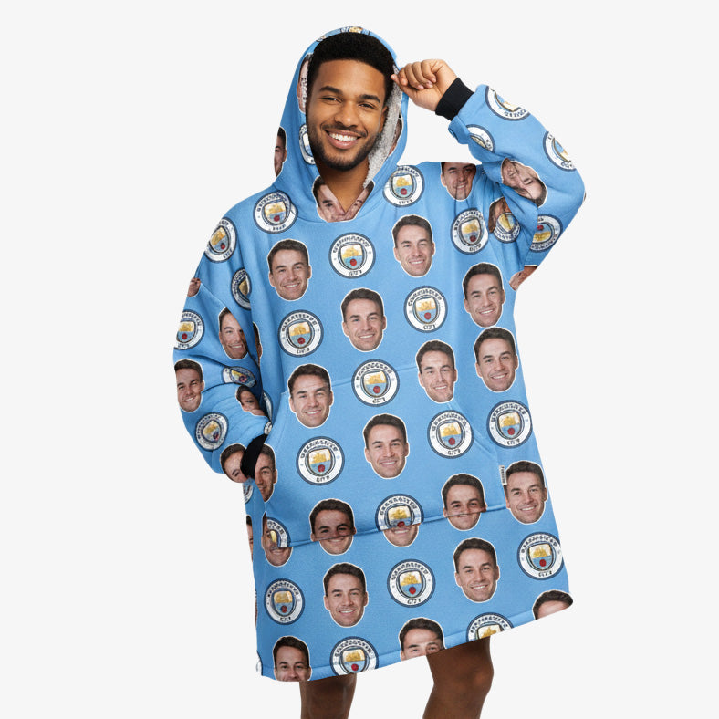 Personalised Man City Hoodie Blanket