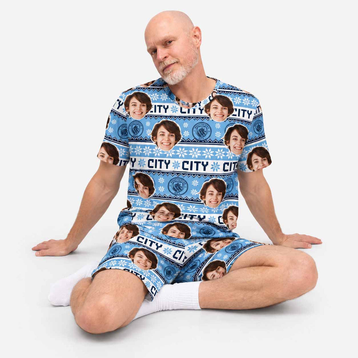 Personalised Men's Pyjamas - Christmas Man City Men's PJ Shorts Set