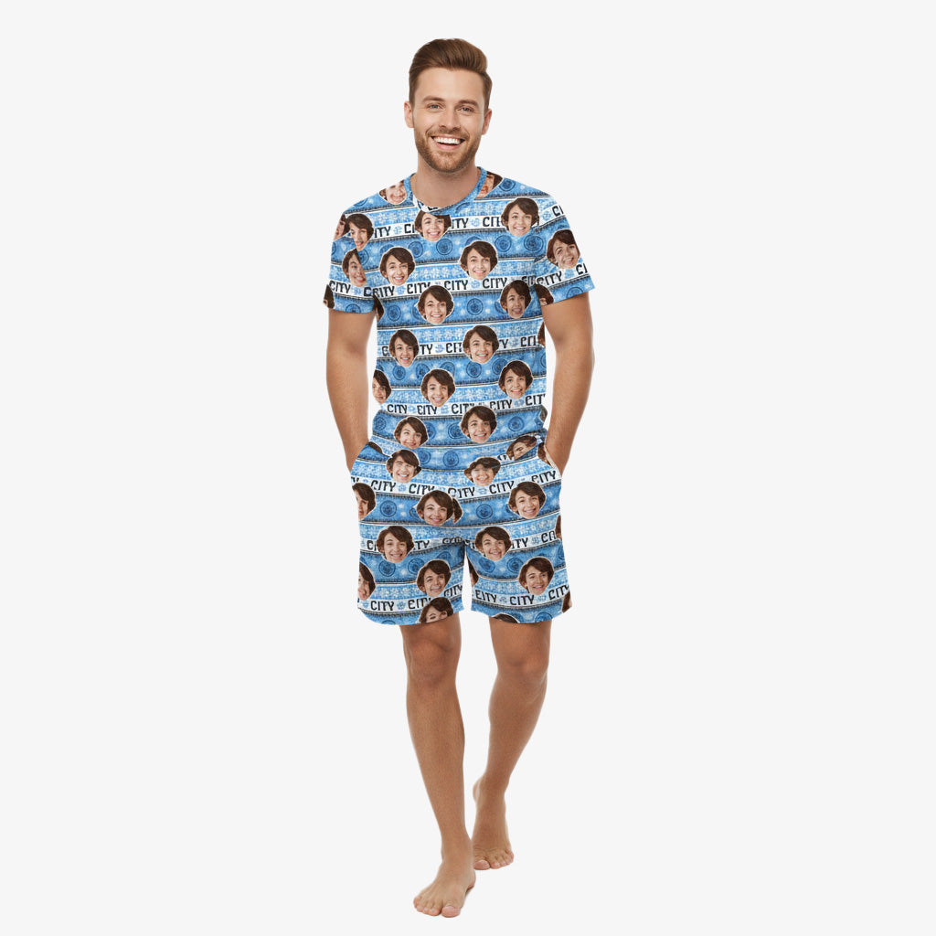 Personalised Men's Pyjamas - Christmas Man City Men's PJ Shorts Set