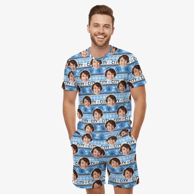 Personalised Men's Pyjamas - Christmas Man City Men's PJ Shorts Set