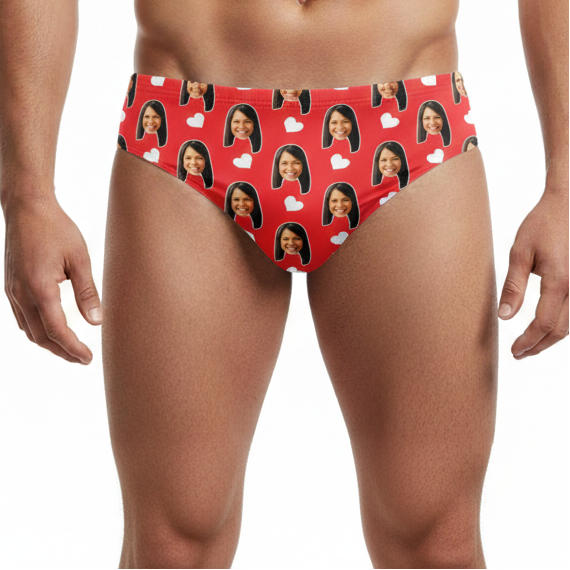 Personalised Swimming Trunks With White Hearts