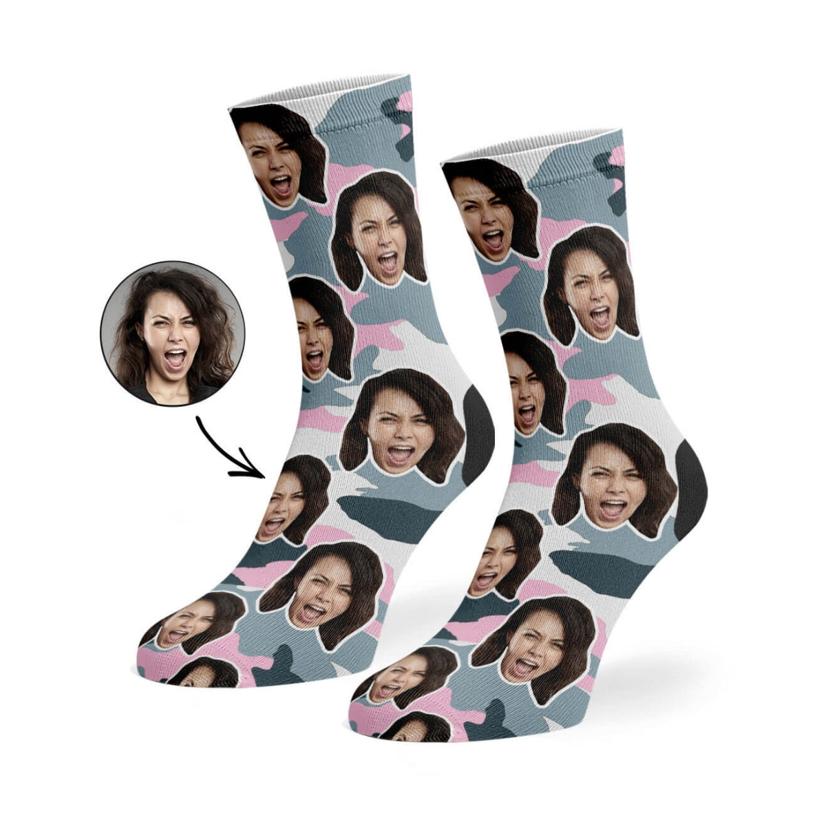 Face Pink Camo Socks
