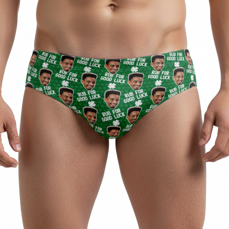 Rub For Good Luck Personalised Swim Trunks