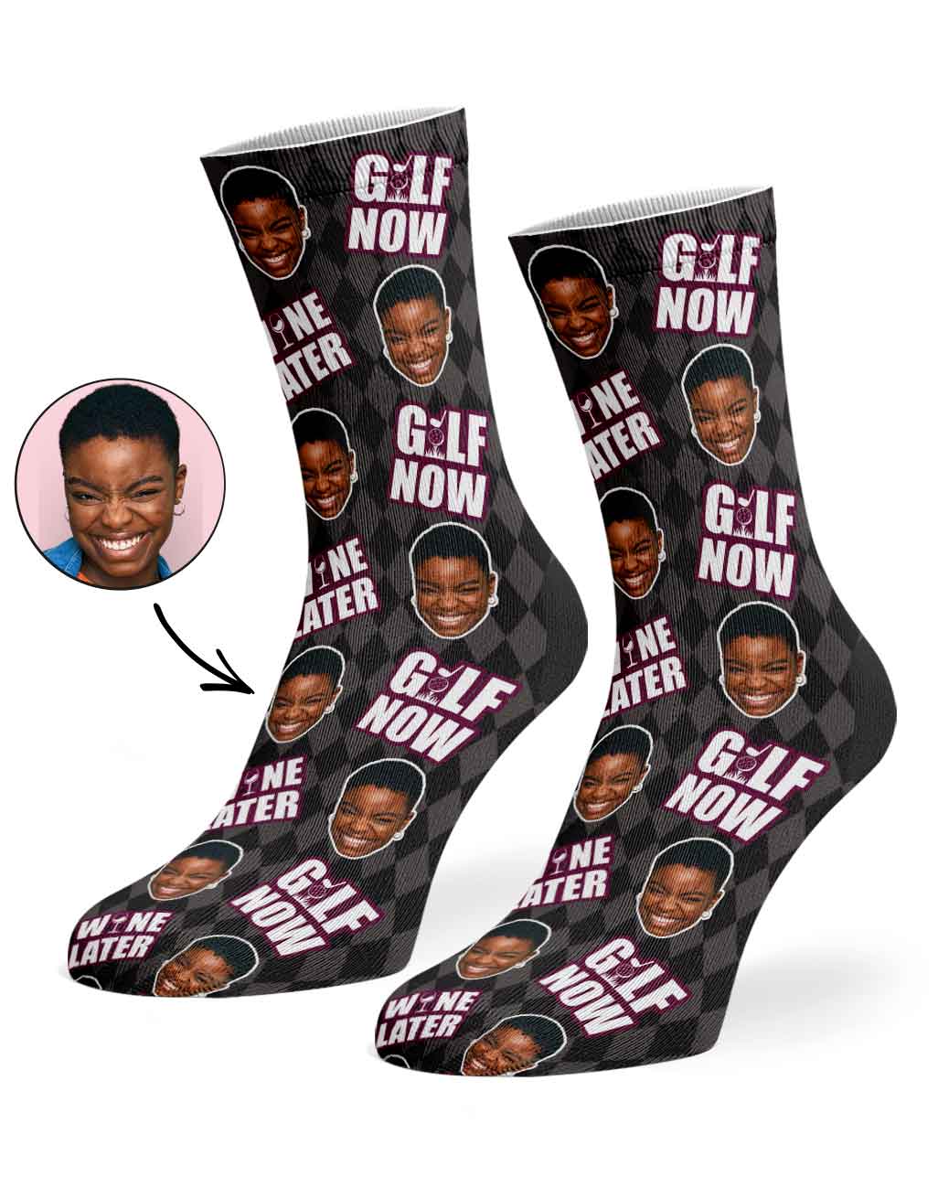 Golf Now, Wine Later Socks