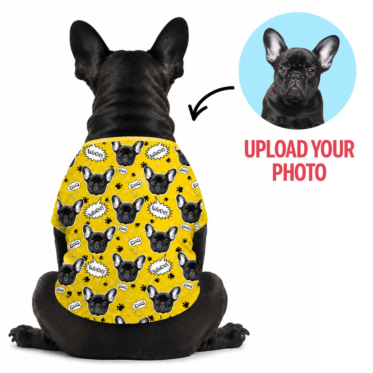 Woof Puppy Print Personalised Dog T Shirt