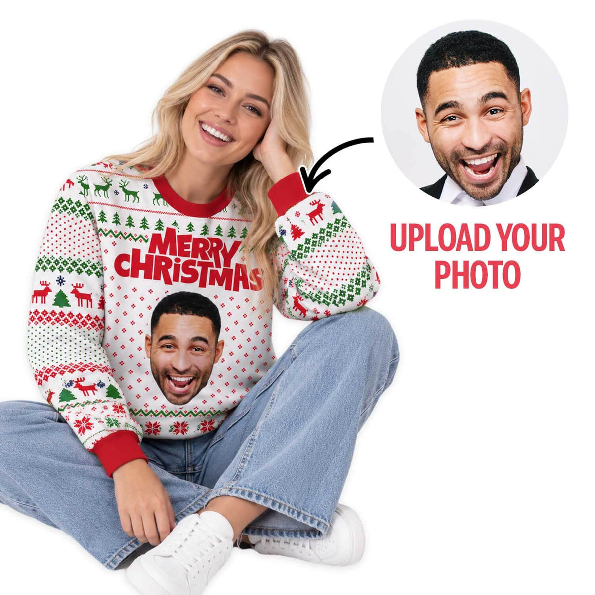 Merry Christmas Big Face Funny Festive Jumper