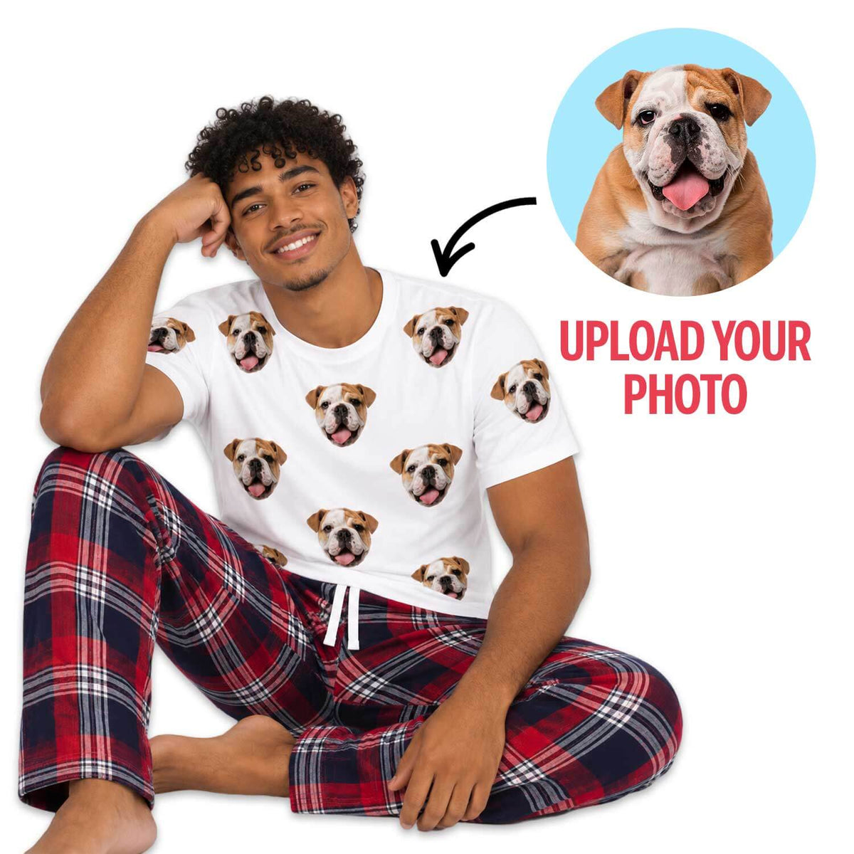 Men's Dog Pyjamas - Red Tartan Trouser Set