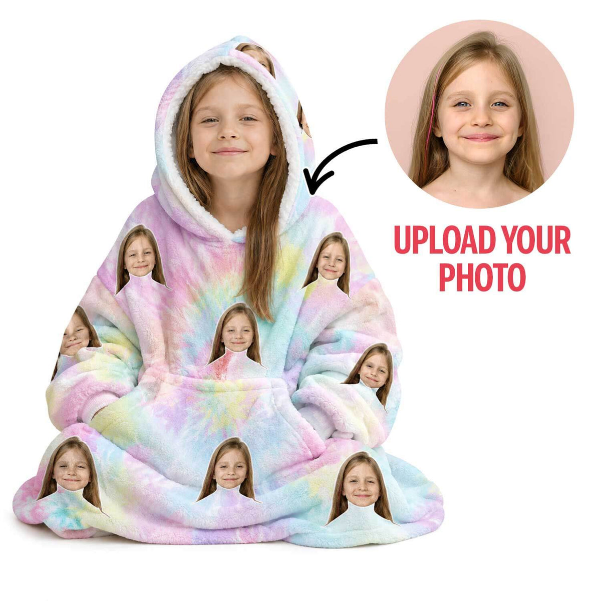 Tie Dye Kids Hoodie Blanket
