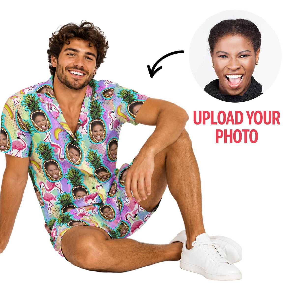 Pineapple Flamingo Personalised Hawaiian Shirt Shorts Set