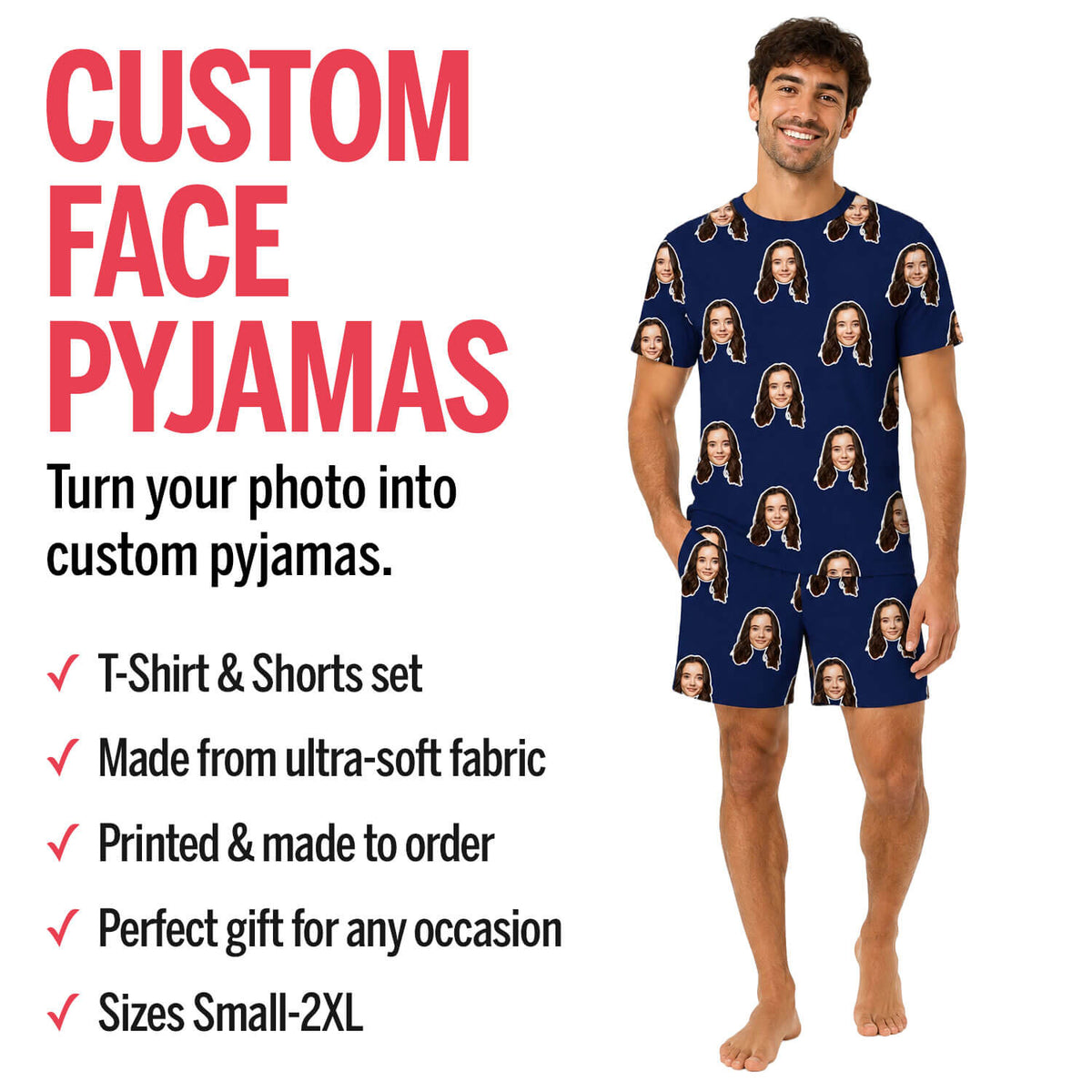 Personalised Men's Pyjamas - Your Face Shorts Set