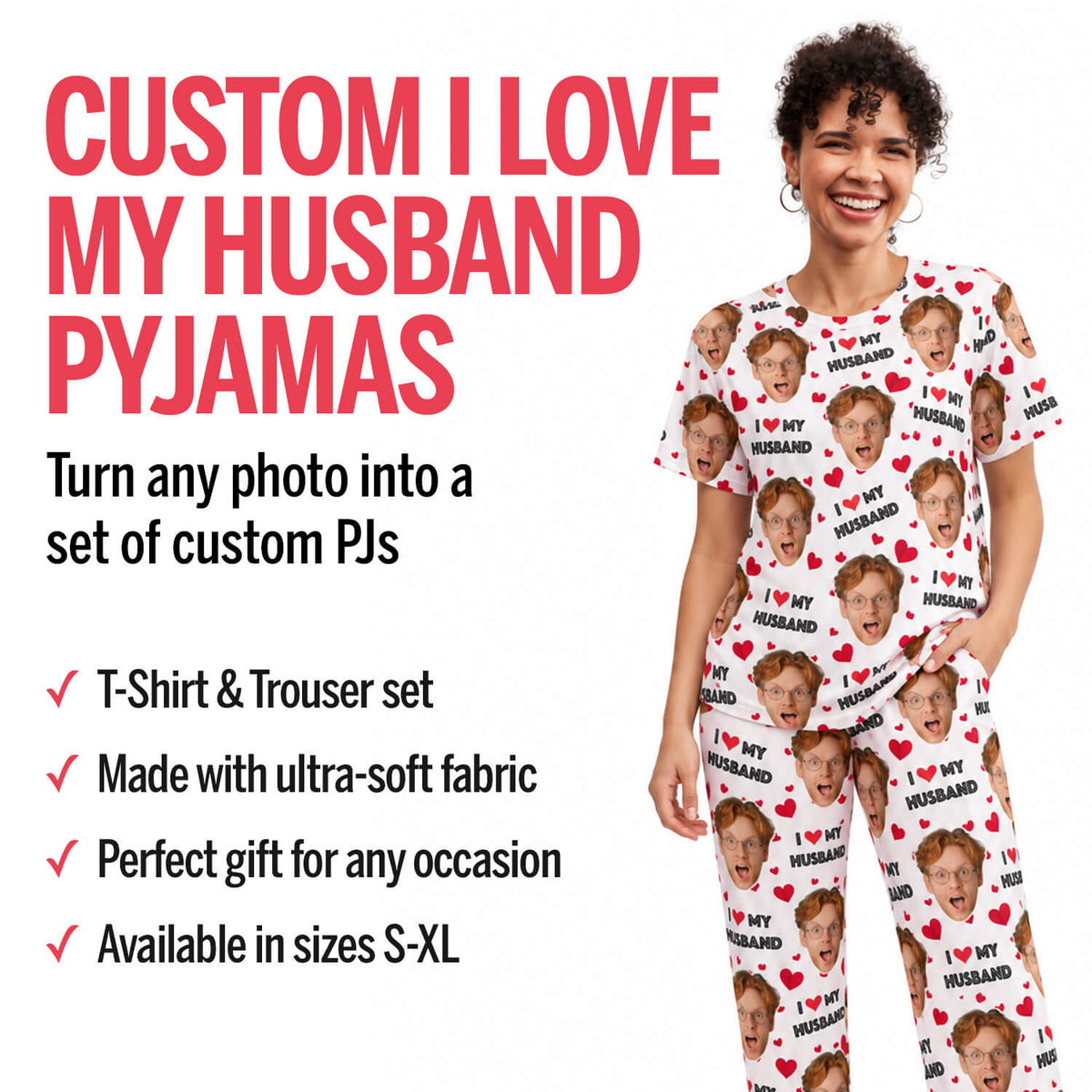 Women's I Love My Husband Pyjamas - Trouser Set