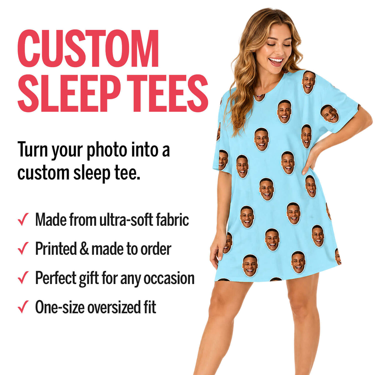 Red Hearts Custom Sleep Tee