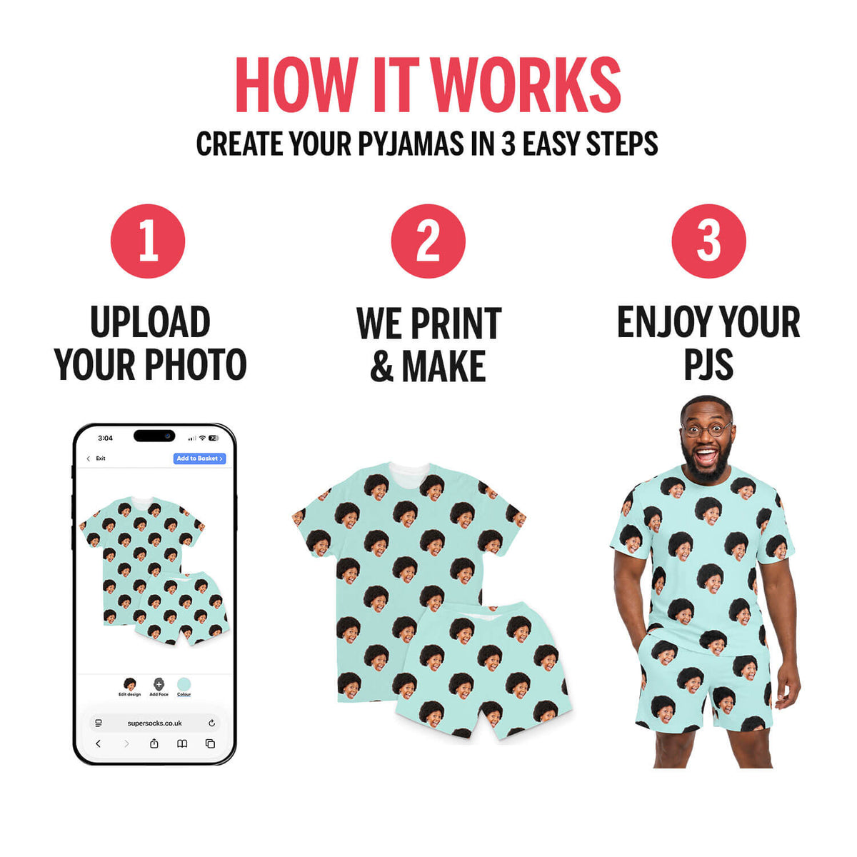Personalised Men's Pyjamas - Your Face Shorts Set