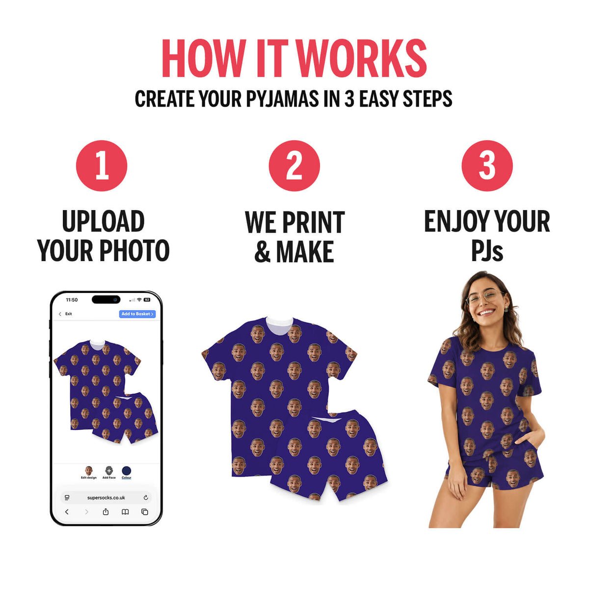 Your Face Women's Personalised PJs - Shorts Set
