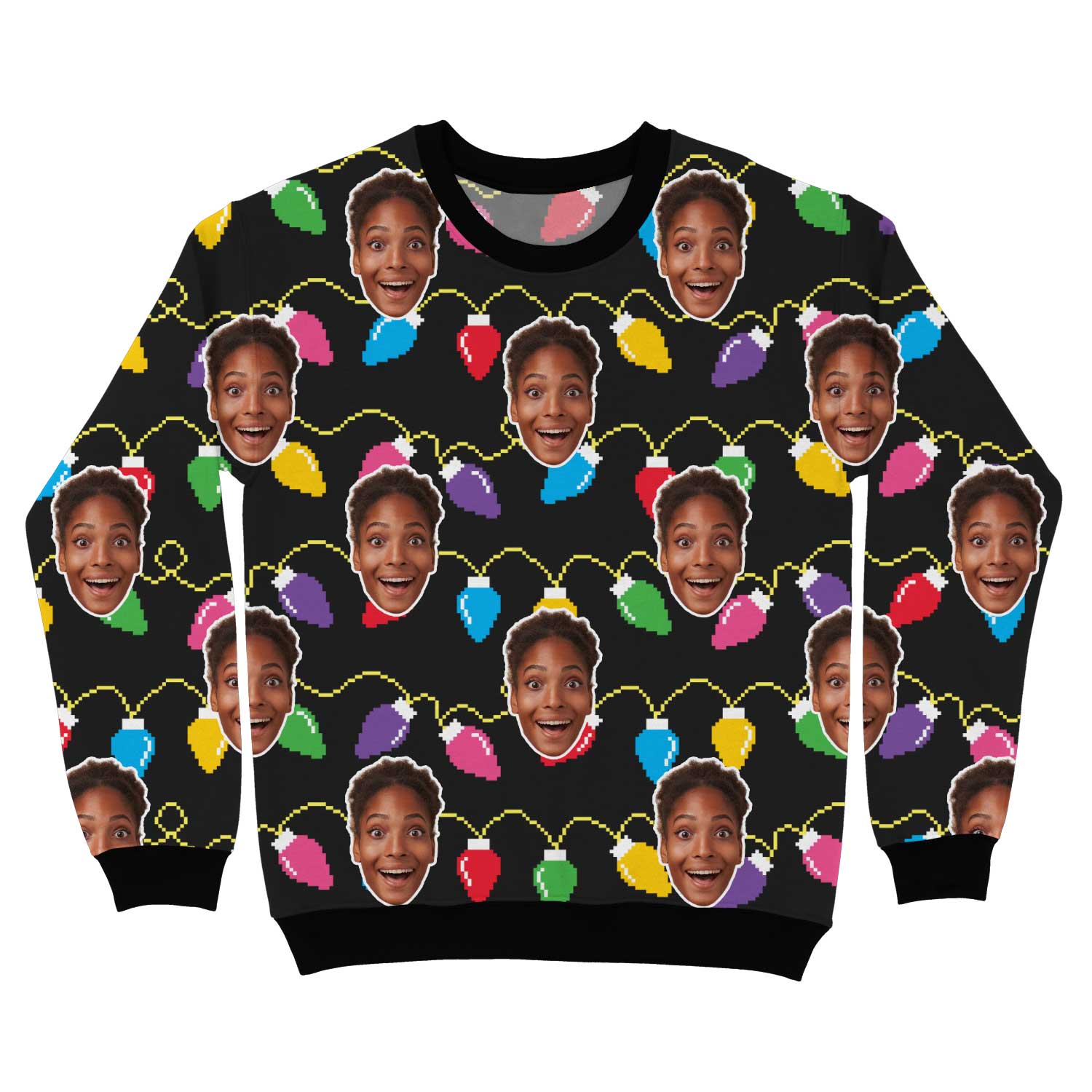 Your Face Christmas Lights Personalised Jumper