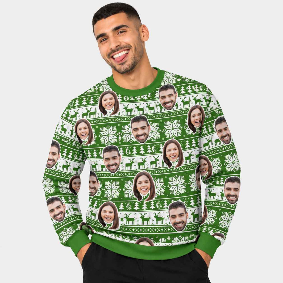 Your Face Nordic Green Personalised Christmas Jumper