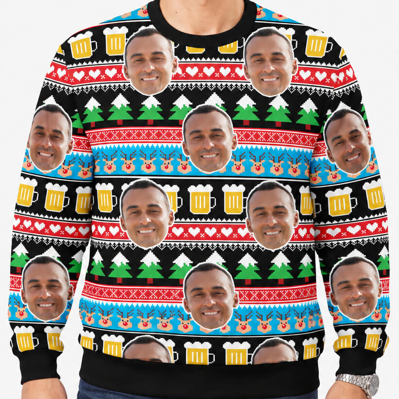 Your Face Beer Personalised Christmas Jumper