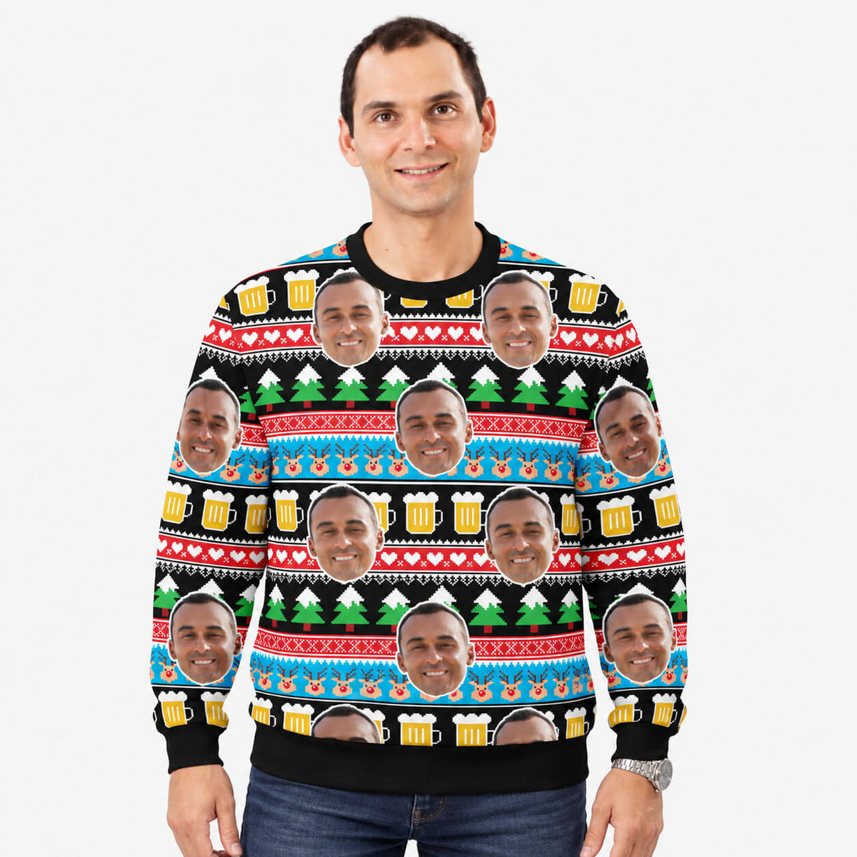 Your Face Beer Personalised Christmas Jumper