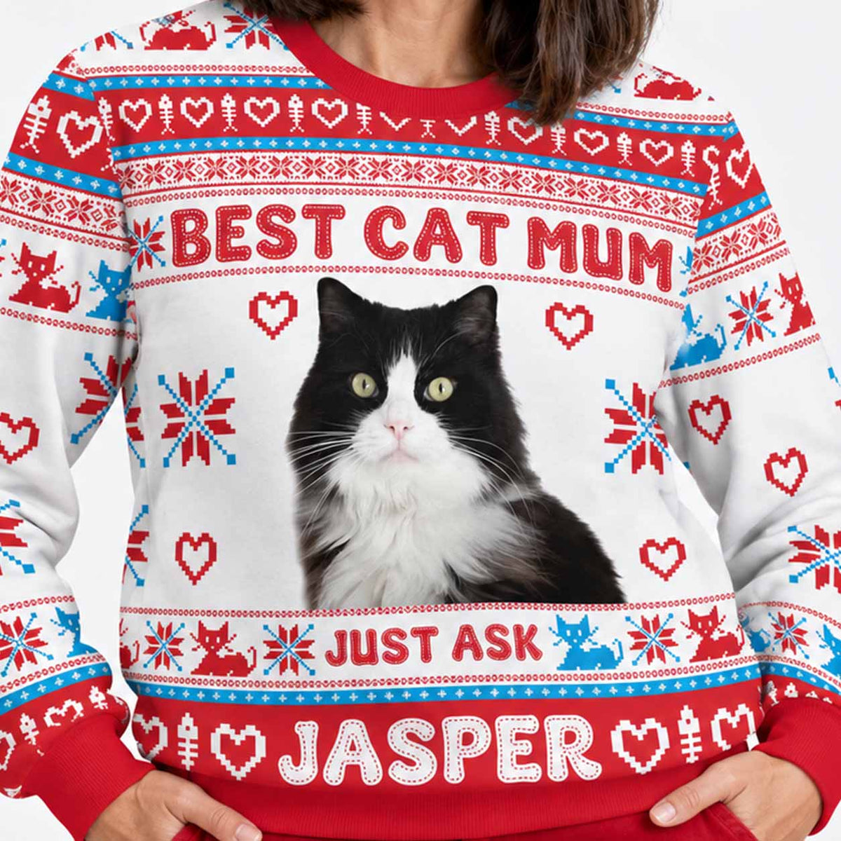 The Best Cat Mum Personalised Christmas Jumper
