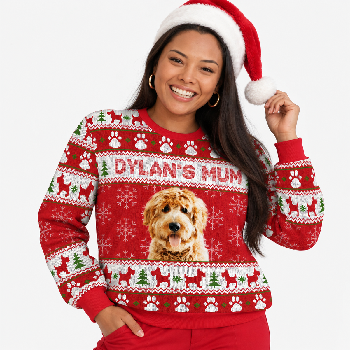 Dog's Name Mum Personalised Christmas Jumper