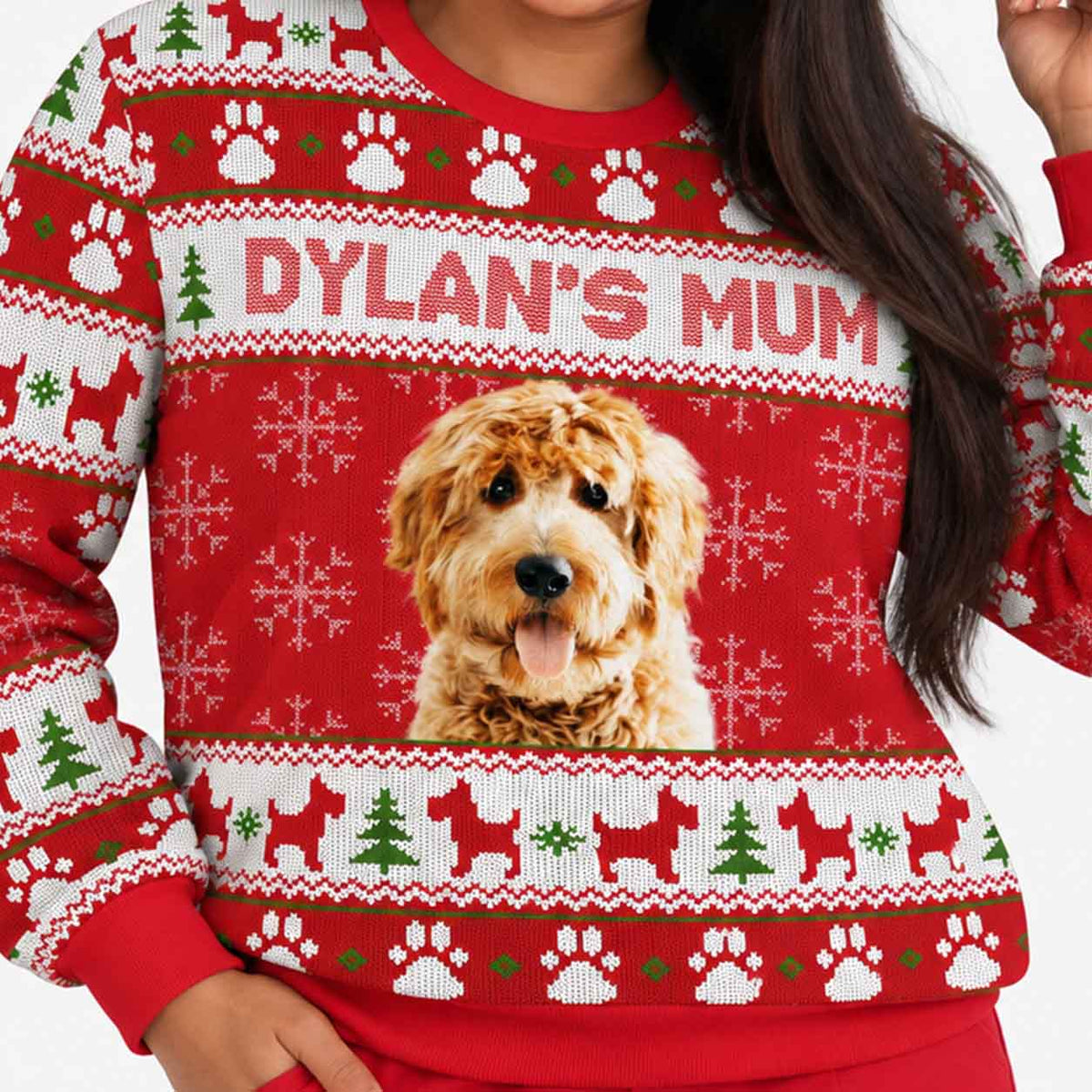 Dog's Name Mum Personalised Christmas Jumper